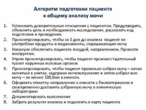 Алгоритм забор мочи на общий анализ