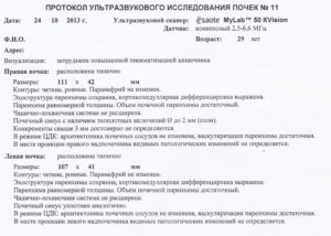 Бланк узи сосудов почек