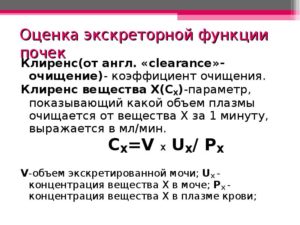 Оценка экскреторной функции почек